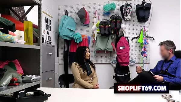 Curvy latina milf Brianna Bourbon got caught stealing Christmas lights and fucked from behind by security guard